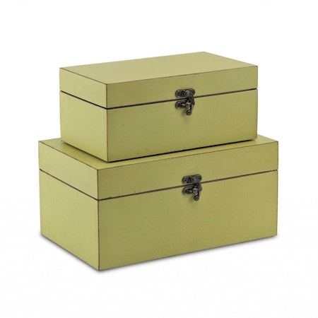 Homeroots Set of Two light Green Wooden Storage Boxes, 2PK 399679