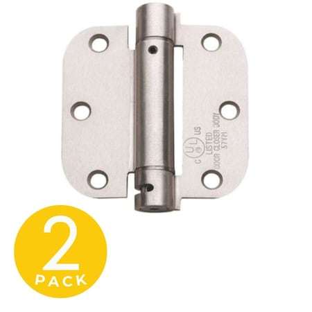 Global Door Controls 3.5 in. x 3.5 in. Spring Full Mortise 5/8 in. Radius Door Hinge with Fixed Pin - Pack of 2 CPS3535-5/8-US15-M
