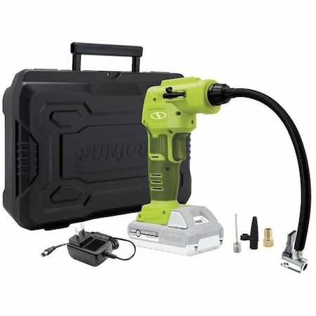 Sun Joe 24-Volt 2.0-Ah Air Joe Pro Cordless Compressor w/ Nozzle Adapters + Storage Case 24V-AJC-LTE