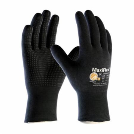G-Tek General Purpose Gloves, Coated, Large, Microfoam Nitrile Palm, 15 ga Nylon, Black, Knit Wrist Cuff 34-8745/L