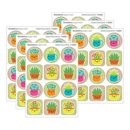 Trend Sweet Succulents, Strawberry Scent Scratch 'n Sniff Stinky Stickers, 48-Piece Set, 6PK T83063