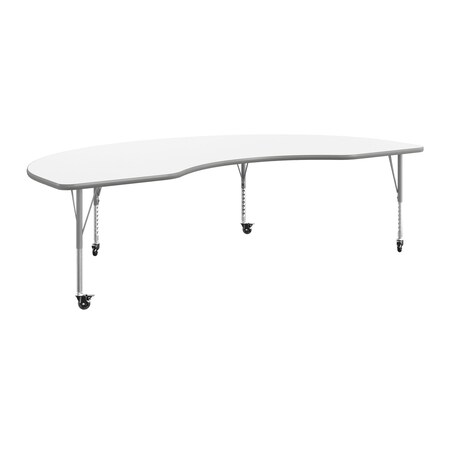 Flash Furniture Commercial Adjustable Height Kidney Activity Table with Locking Casters-White XU-A4896-KIDNY-WHT-T-P-CAS-GG