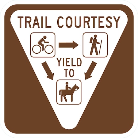 Lyle Trail Courtesy Yield To (W/ Graphic And Arrows), 12x12, High Intensity Prismatic, Brown G-2434-HI_12x12