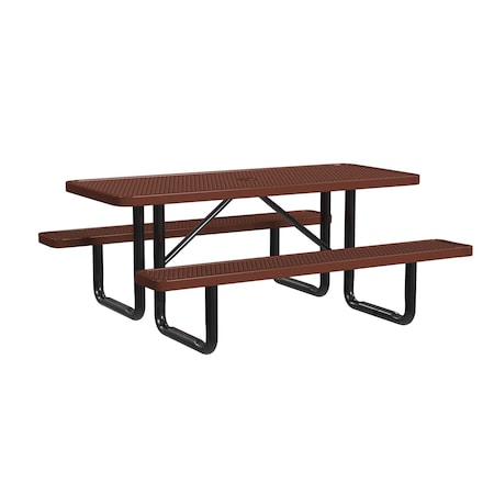 Leisure Craft Rectangle Portable Picnic Table, Brown, 6 ft L T6XPP-BROWN