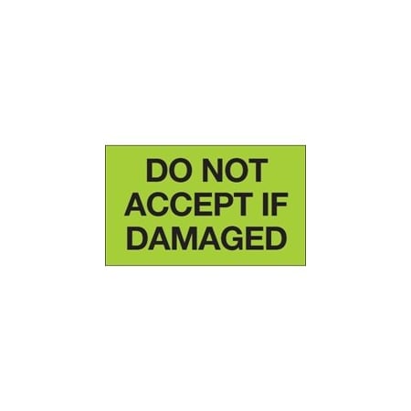 Bubblefast 3 x 5'' - ''Do Not Accept If Damaged'' Fluorescent Green Labels BFDL1086
