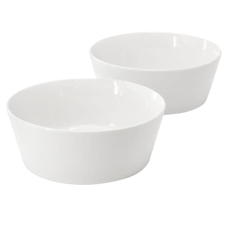 Gibson Home 2 Piece 6.75 Inch Round Fine Ceramic Side Bowl Sets in White 142750.02