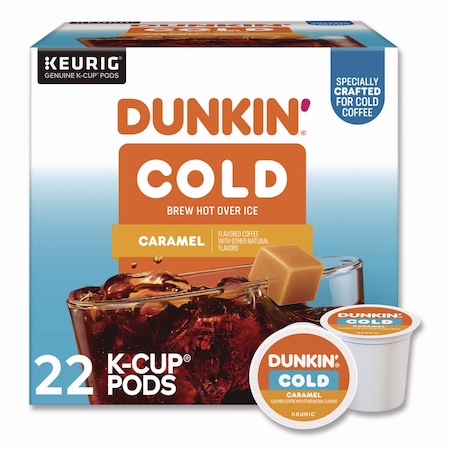 Dunkin Cold Iced Coffee K-Cups, Caramel, 0.44 oz, 22PK 5000375314
