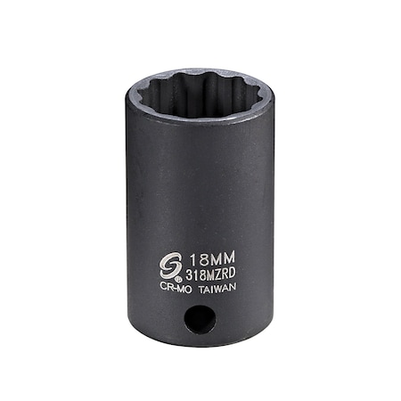 Sunex 3/8 in Dr. 18Mm 12Pt Semi-Deep Impact Socket 318MZRD