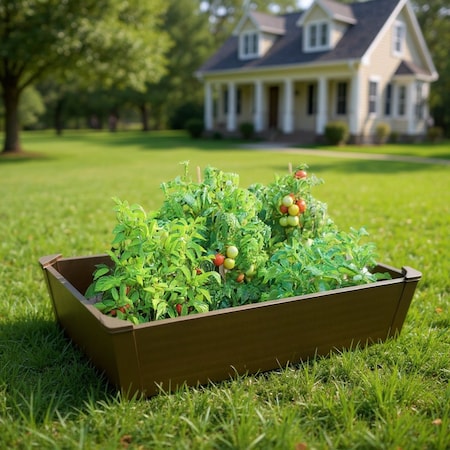 Homeroots 44" X 22" Tan Heavy Duty Plastic Rectangular Raised Garden Bed 654147