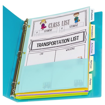 C-Line Products 5-Tab Index Dividers with Multi-Pockets, Bright Color Assortment, 8-1/2 x 11 07650