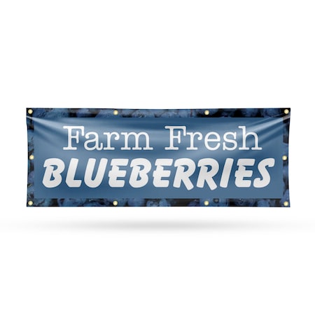 Signmission Farm Fresh Blueberries, 36 Inch x 96 Inch, Vinyl Banner B-96-30580