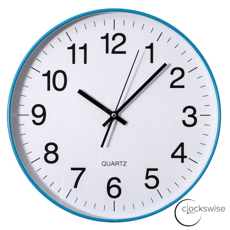 Clockswise Blue 14-In Analog Clock - Silent, Non-Ticking for Wall - Battery-Operated Perfect for Home QI004744.BL.14