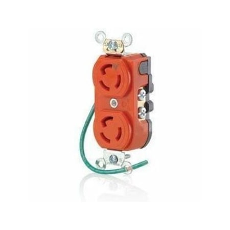 Leviton Locking Receptacle, L5-15R, 15 A, 125V AC, Single Phase, 2 Pole, Flush Mount, Screw Terminals 4700-IG