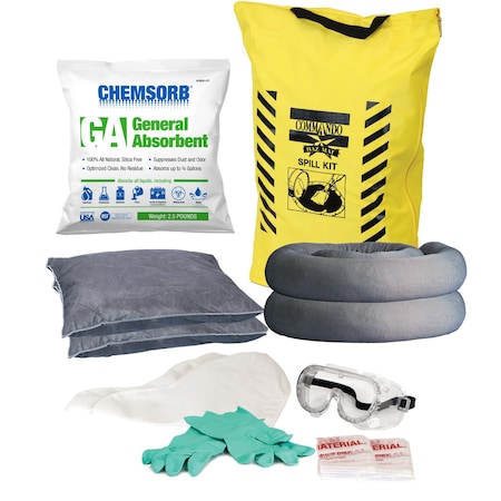 Chemsorb Spill Kit, 5 gal Volume Absorbed per Kit, 5 gal Capacity, Bag, Yellow SP30GA-COM