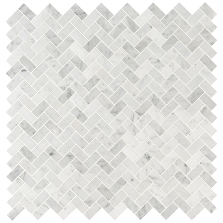 Msi Carrara White Herringbone Honed SAMPLE Marble Mesh-Mounted Mosaic Tile ZOR-MD-0340-SAM