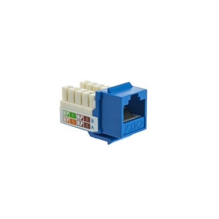 Cable Wholesale Slimline Cat6 Keystone Jack, Blue, RJ45 Female to 110 Punch Down 326-120BL