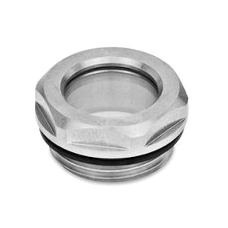 Jw Winco Sight Glass, SS, 55 mm Hex Thick 743.4-32-G11/4-B