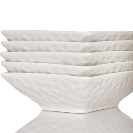 Homeroots White Six Piece Pebbled Porcelain Service For Six Bowl Set 483513