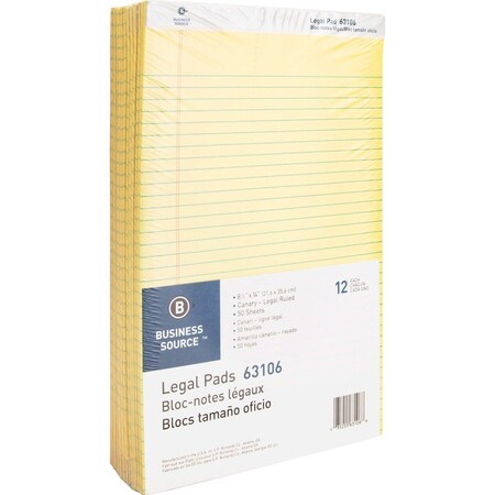 Business Source Writing Pad, Top, Canary, PK12 BSN63106