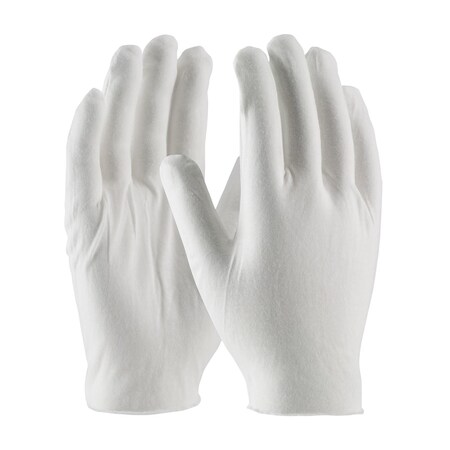 Cleanteam Medium Weight Cotton Lisle Inspection Glove with Unhemmed Cuff, Men's, 12PK 97-520