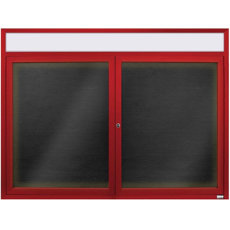 Aarco Illuminated Enclosed Letter Board Directory w/ Powder Coated Red Al Frame and Header, 36''Hx48''W ADC3648HIR
