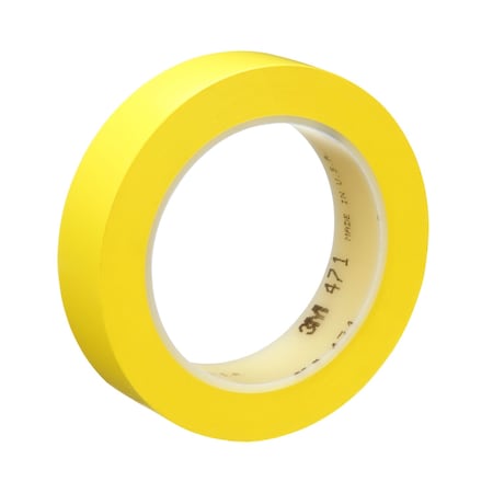 3M Floor Marking Tape, vinyl, No Legend, Yellow, 1 in W., 5.2 mil Thickness 471