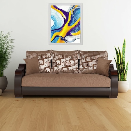 Homeroots 87" Brown Chenille Convertible Futon Sleeper Sofa And Toss Pillows With Storage 607209