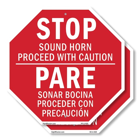 Signmission Stopsound Horn Proceed with Caution, 10 inch X 10 inch, Plastic Sign, 2PK OC-P-2PACK-10-25