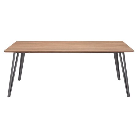 Homeroots 79" Wood Brown And Gray Steel Dining Table 394611