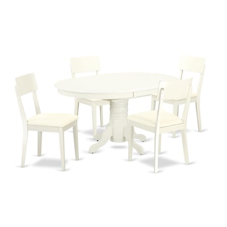 East West Furniture 5 Piece Dining Set, Linen White, 5PK AVAD5-LWH-LC