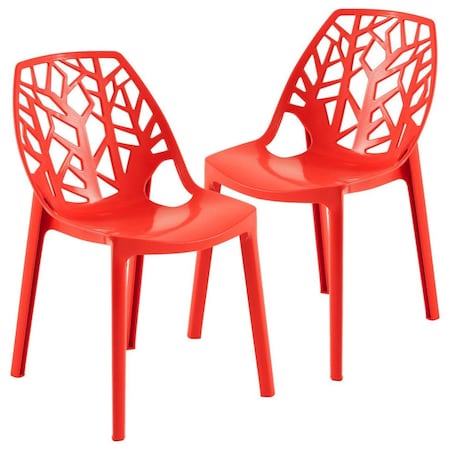 Leisuremod Modern Cornelia Dining Chair, Solid Red, 2PK C18SR2