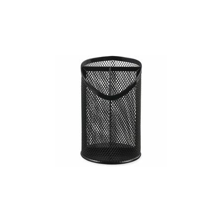Universal Metal Mesh 3-Compartment Pencil Cup, 4 1/8" dia, 6"h, Black UNV20019