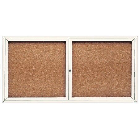 Aarco Enclosed Natural Pebble Grain Cork Bulletin Board w/ White Powder Coated Al Frame, 36''Hx72''W DCC3672RW