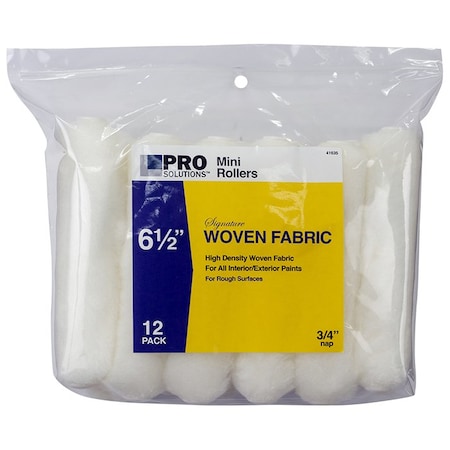 Signature White Woven 6-1/2in x 3/4in Nap Pro Solutions White Signature, White Woven Mini-Roller Cover, 12PK 41635