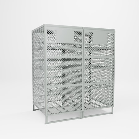 Pucel Horizontal Gas Cylin Der Cabinet, 16 Cylin Der, 60 in W x 72 in H x 38 in D, Gray GCSC-16