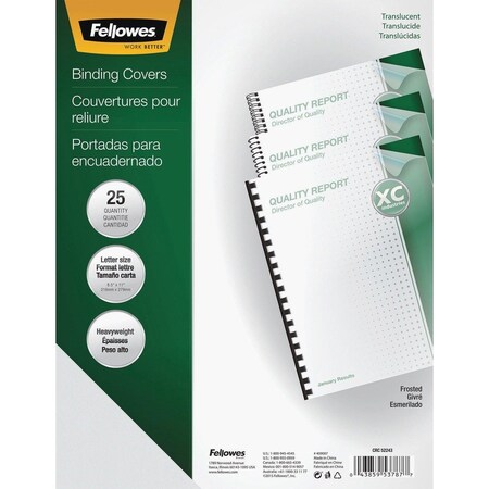 Fellowes Futura Binding System Covers, Square Corners, 11 x 8 1/2, Frost, 25/Pack 5224301