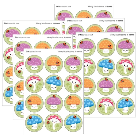 Trend Merry Mushrooms, Dirt scent Scratch 'n Sniff Stinky Stickers, 48-Piece Set, 6PK T83448