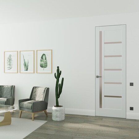 Sartodoors Hidden Door White 30x96 Solid Core Modern Interior QUADRO4088MF-WS-30x96-RH-I