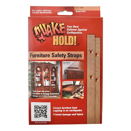 Quakehold! Safety Strap, Nylon Self Adhesive, Oak, PK4 41611