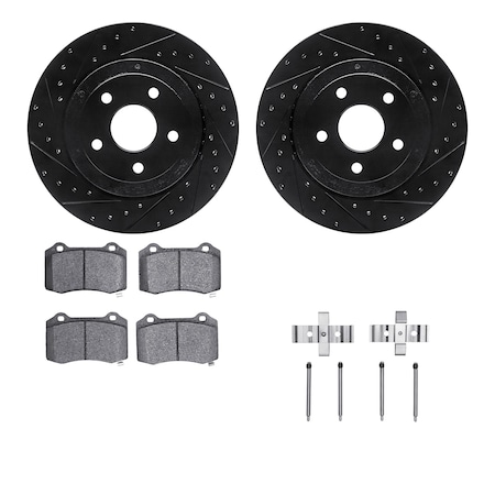 Dynamic Friction Co DFC Brake Rotor Drilled & Slotted - Black- w/Ultimate Duty Brake Pad & HW Kit 8412-42004