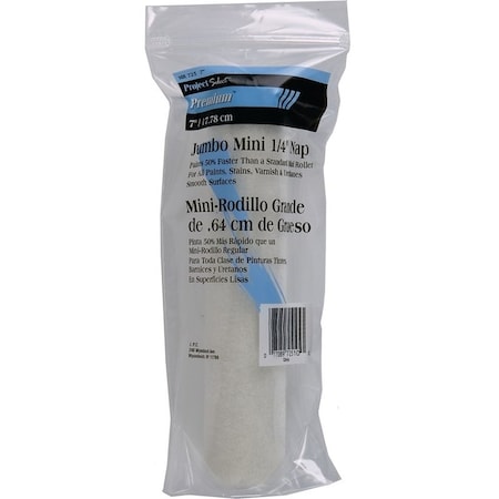 Linzer Paint Roller Cover, 1/4 in Thick Nap, 6-1/2 in L, Woven Fabric Cover, White MR725