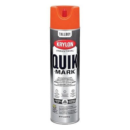 Krylon Industrial Inverted Marking Paint, 22 oz., Fluorescent Red/Orange, Solvent -Based TT3701007