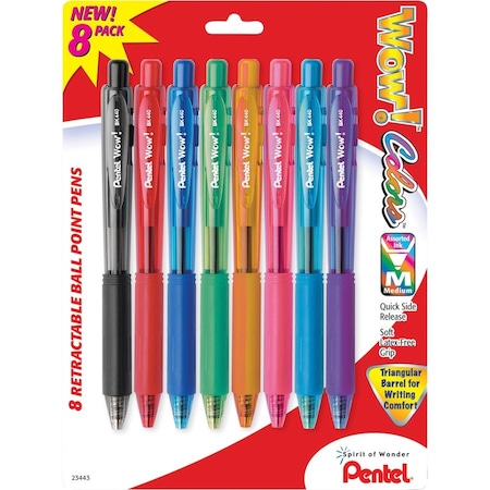 Pentel ? WOW Retractable Ball Point Pens, Assorted, 8/Pack, PK6 BK440BP8M