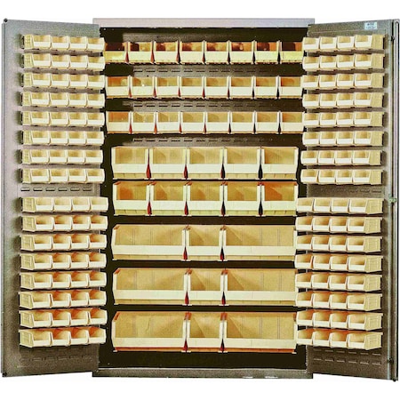 Quantum Storage Systems BEIGE STORAGE CABINET W/171 CLEAR BINS QSC-BG-48CL