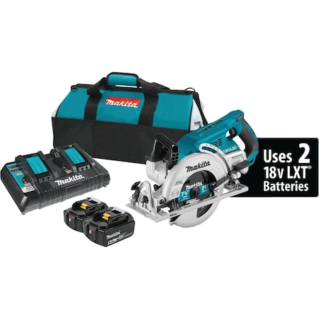 Makita 18V X2 LXT Lithium-Ion Brushless 7-1/4'' Rear Handle Cordless Circular Saw Kit XSR01PT