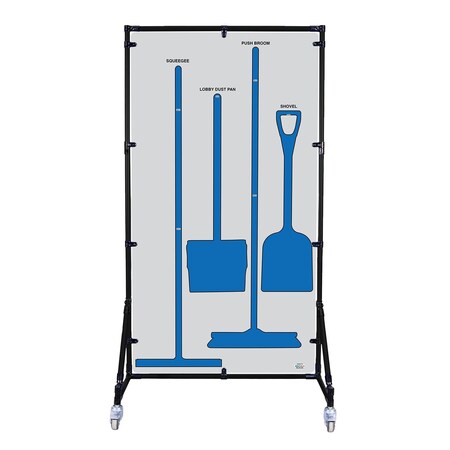 5S Supplies Housekeeping Shadow Board Broom Station V10, Gray / Blue, Broom + Stand, No Text HSB-V10-GRAY/BLUE-BO-STAND-NO TEXT