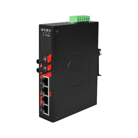 Antaira 5-Port Industrial PoE+ Unmanaged Ethernet Switch w/4x10/100TX (30W/Port) + LNP-0501-ST-S3