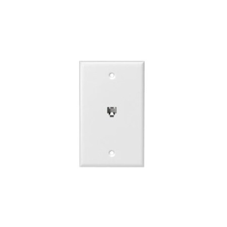 Eaton Wiring Devices Telephone Jack with Wallplate, Thermoplastic Housing Material, White 3532-4W