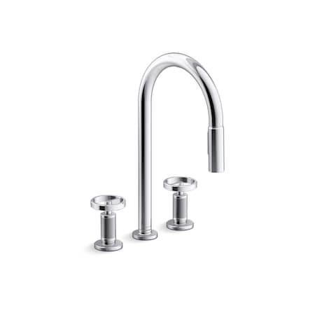 Kohler Billet Pull-down kitchen sink faucet with two-function sprayhead 28671-9-CP