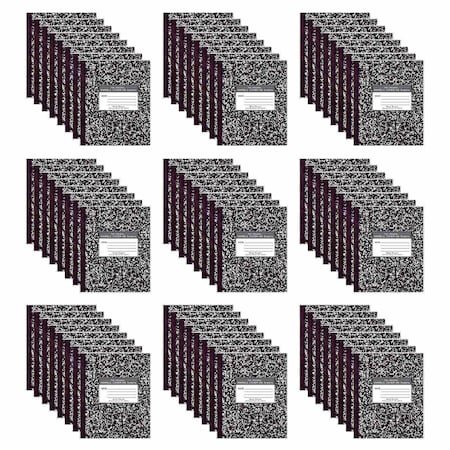 Roaring Spring Case of Black Marble Composition Notebooks, Wide Ruled, 48 sht/book, 8.5"x7", Flexible Covers, PK72 77333cs